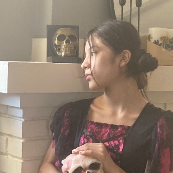 Girls Costume Dead zombie Prom Queen Corset 8 10 Pink Black Lace Bow Layered - Picture 4 of 15